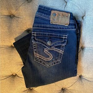 SOLD….LADIES SILVER BOOTCUT JEANS.